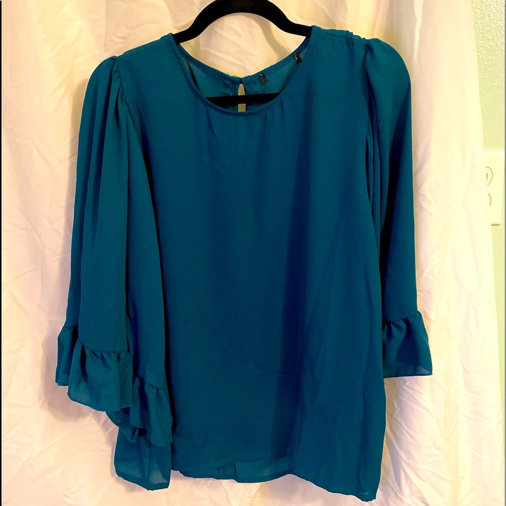 New York & Company Sheer Long Sleeve Blouse